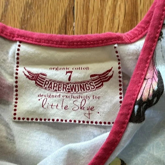 Paper Wings sz 7 high low ruffle twirl dress light blue with butterflies VGUC - Picture 3 of 4